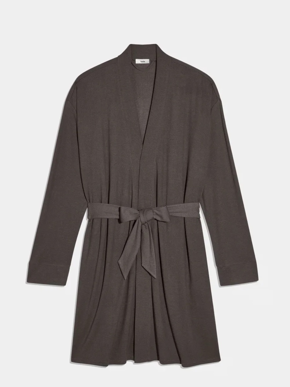 Knix Women’s Modal Rib Robe Grey Pocketed Tie-Waist Loungewear Size XXXL–XXXXL